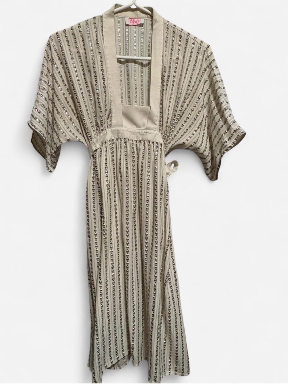 Boho Silk and Metallic Kimono Dress